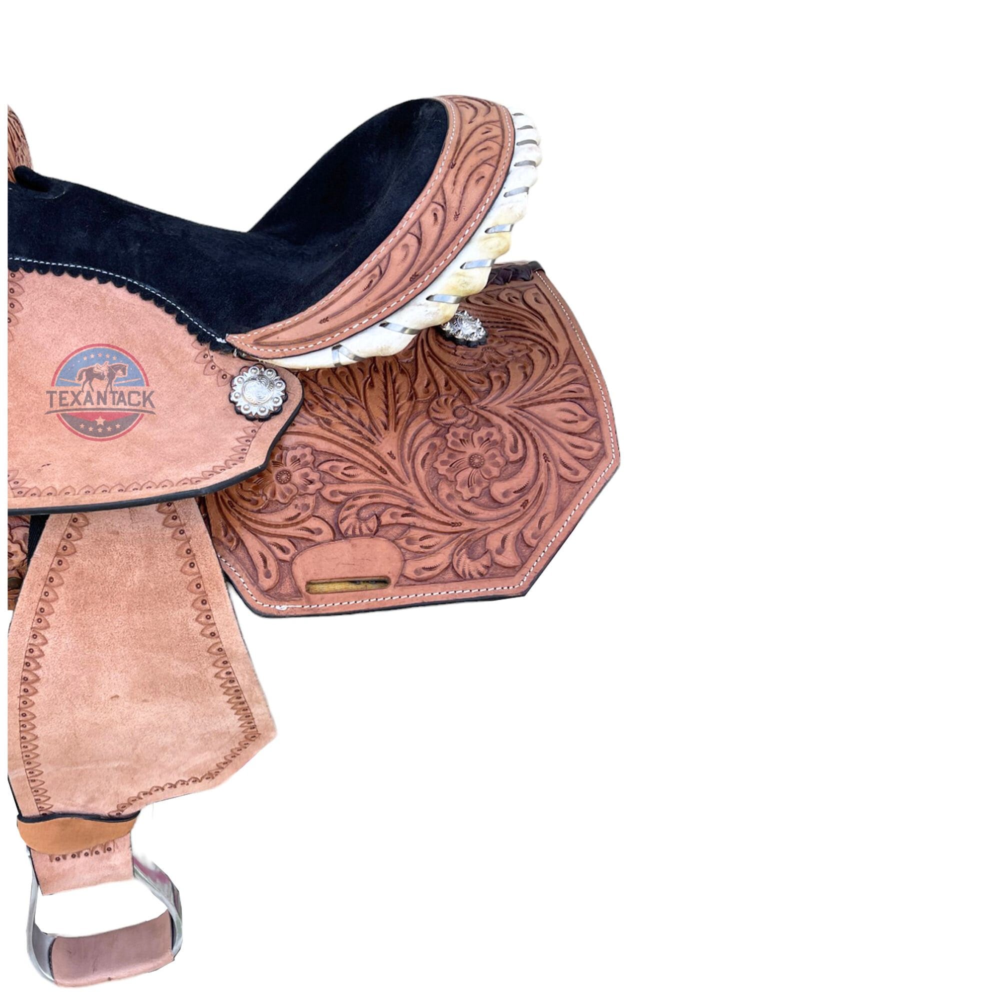 Selle Western Cuir Pour Poney Enfant – Noir, Tailles 8-13, Lot Complet (têtière, Poitrail)