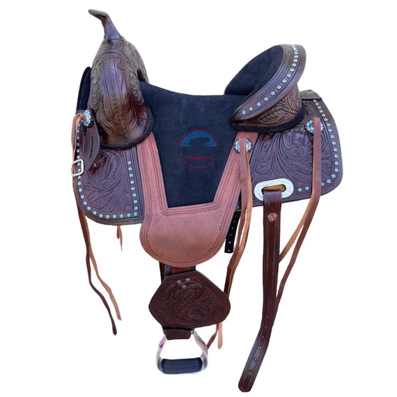 Selle western poney + bride + sangle – cuir vintage - Sport & Plein air Selle western poney + bride + sangle – cuir vintage - Sport & Plein air