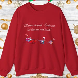 Bluza Świętego Mikołaja i dinozaurów, świąteczna zimowa bluza z kapturem, prezent świąteczny, świąteczny sweter Rudolph, sweter z wycięciem pod szyją, świąteczny prezent Dino