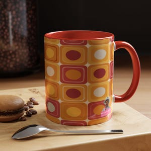 retro designed Mug, groovy 70s soul coffee mug, Retro Coffee Cup, Vintage Style Tea Mug, Funky Drinkware, Unique Kitchen Gift, 70s vibe cup