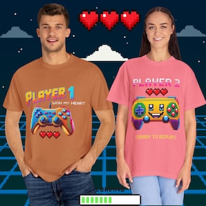 Gamerkoppel T-shirt, Speler 1 Speler 2 Shirts, Just Married T-shirt, Grappig Gamerkoppel Shirt, Huwelijkscadeau, Gamer T-shirt