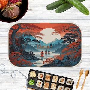 Samurai Trio Bento Lunch Box, Japanese Lunch Container, Food Storage Box, Asian Meal Prep, Travel Meal Organizer, japan landscape food box