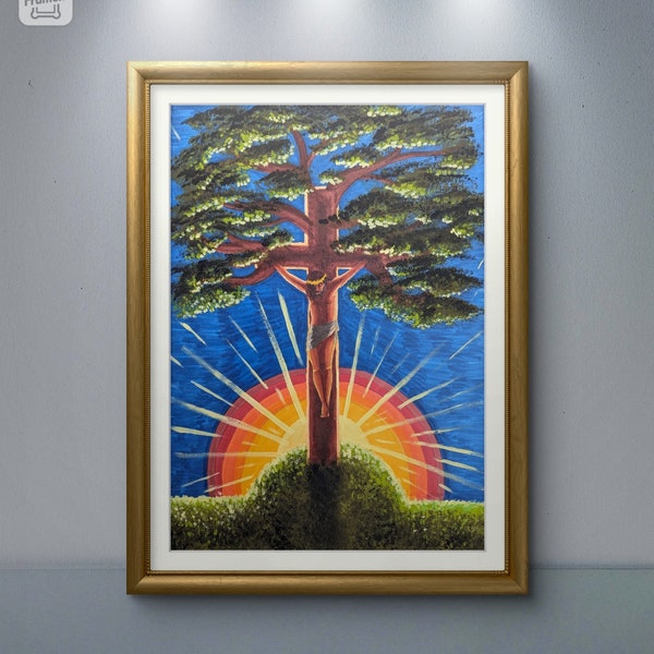 Christ and the Tree of Life by Fiery Pillar Art. Digital download. Christian art.