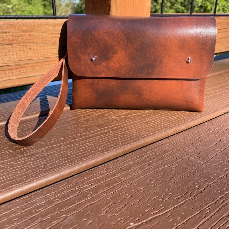 Oversized Tie Detail Leather Clutch