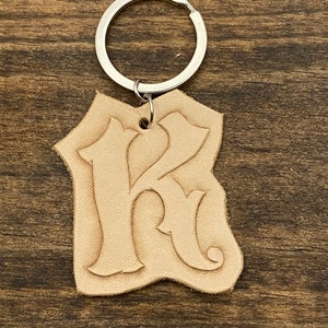 Custom monogram leather  keychain
