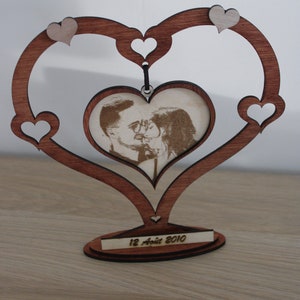 Cadre photo en bois personnalisé en forme de coeur image 7