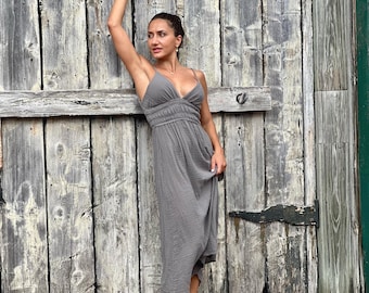 Beach Dress, Goddess Dress,Boho Wedding Dress,Summer Long Dress,Backless Dress, Gauze Dress,