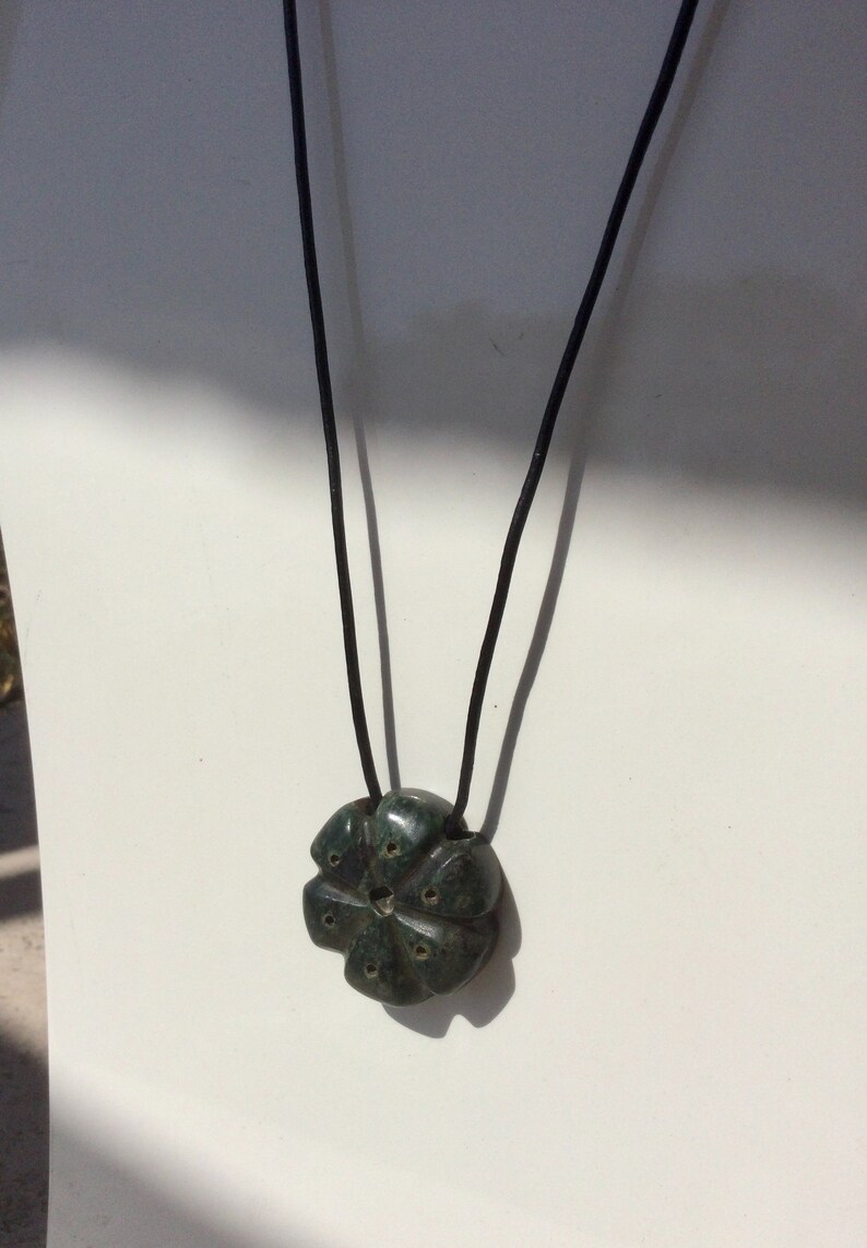 Peyote pendant necklace Guatemalan jade Cactus plant sacred Aztec Jewelry Mexican jewel image 3