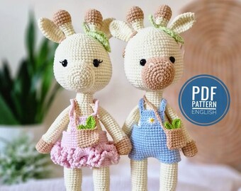Giraffe Crochet Pattern: Eddy and Aida Amigurumi Toy (English PDF Download)