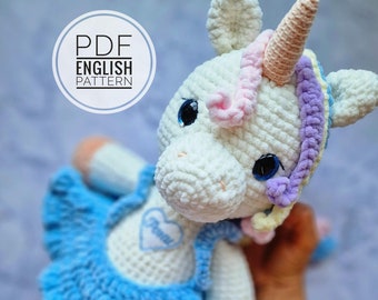 Plush Unicorn Crochet Pattern: Peach Amigurumi Toy (PDF Pattern)