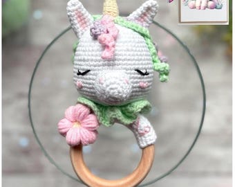 Crochet Unicorn Rattle Pattern: Amigurumi Toy Tutorial (PDF Download + PNG)