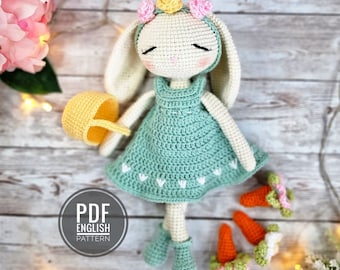 Bella the Spring Bunny Crochet Pattern – Amigurumi Toy, PDF Download, DIY Easter Gift, Spring Decor