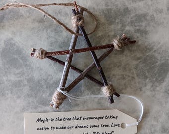 Maple Pentagram - Hand-Crafted Wood Branch Star - Altar Decoration - Healing Tool - Witchy Home Decor - M1*