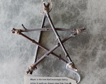 Maple Pentagram - Hand-Crafted Wood Branch Star - Altar Decoration - Healing Tool - Witchy Home Decor - M8*