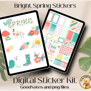 Spring Digital Planner Stickers: Pre-cropped Goodnotes PNG Stickers