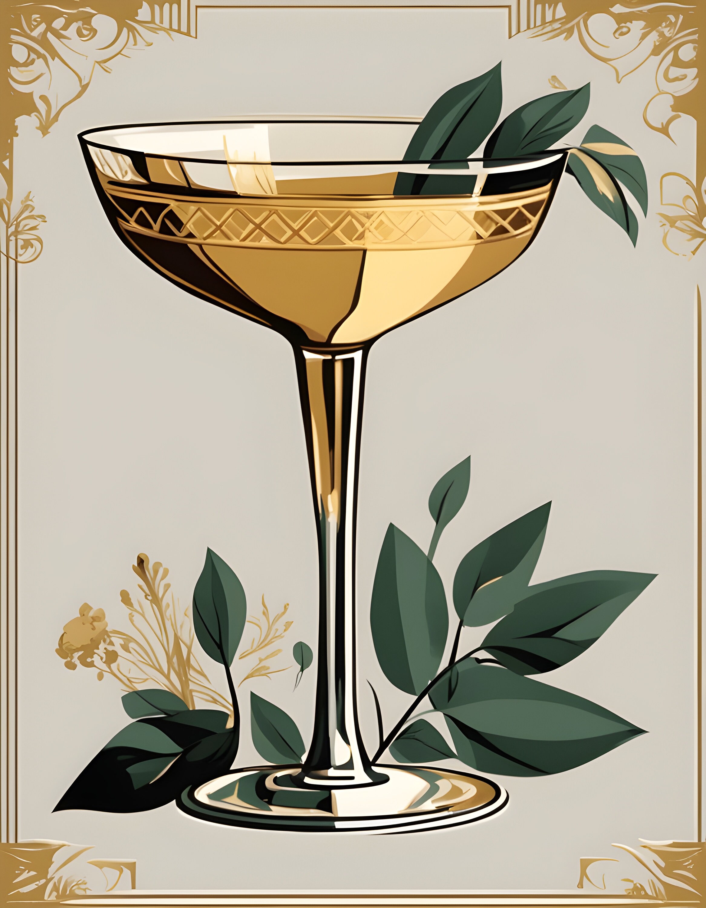 Guilded Art-deco Cocktail Digital Print - Etsy