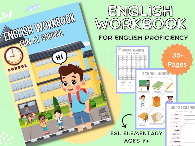 English School Workbook for Kids Primary Elementary Educational