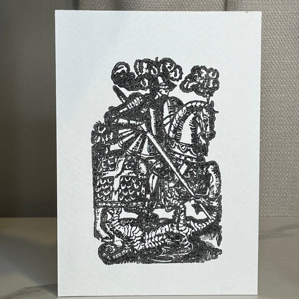 Hand Printed Saint George and Dragon Print