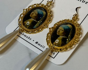 Vermeer Girl with a Pearl Earring Dangle Earrings | Art History Jewelry