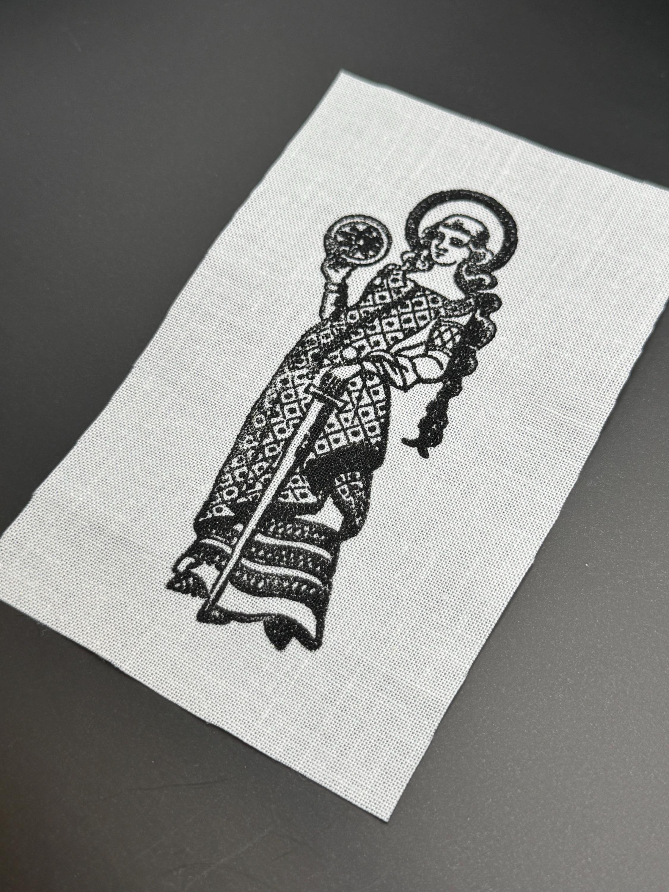 Hand Printed Medieval Lady Patch | Linocut Art - Etsy