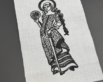 Medieval Lady Patch | Medieval Patch | Linocut Patch | Linocut | Patch