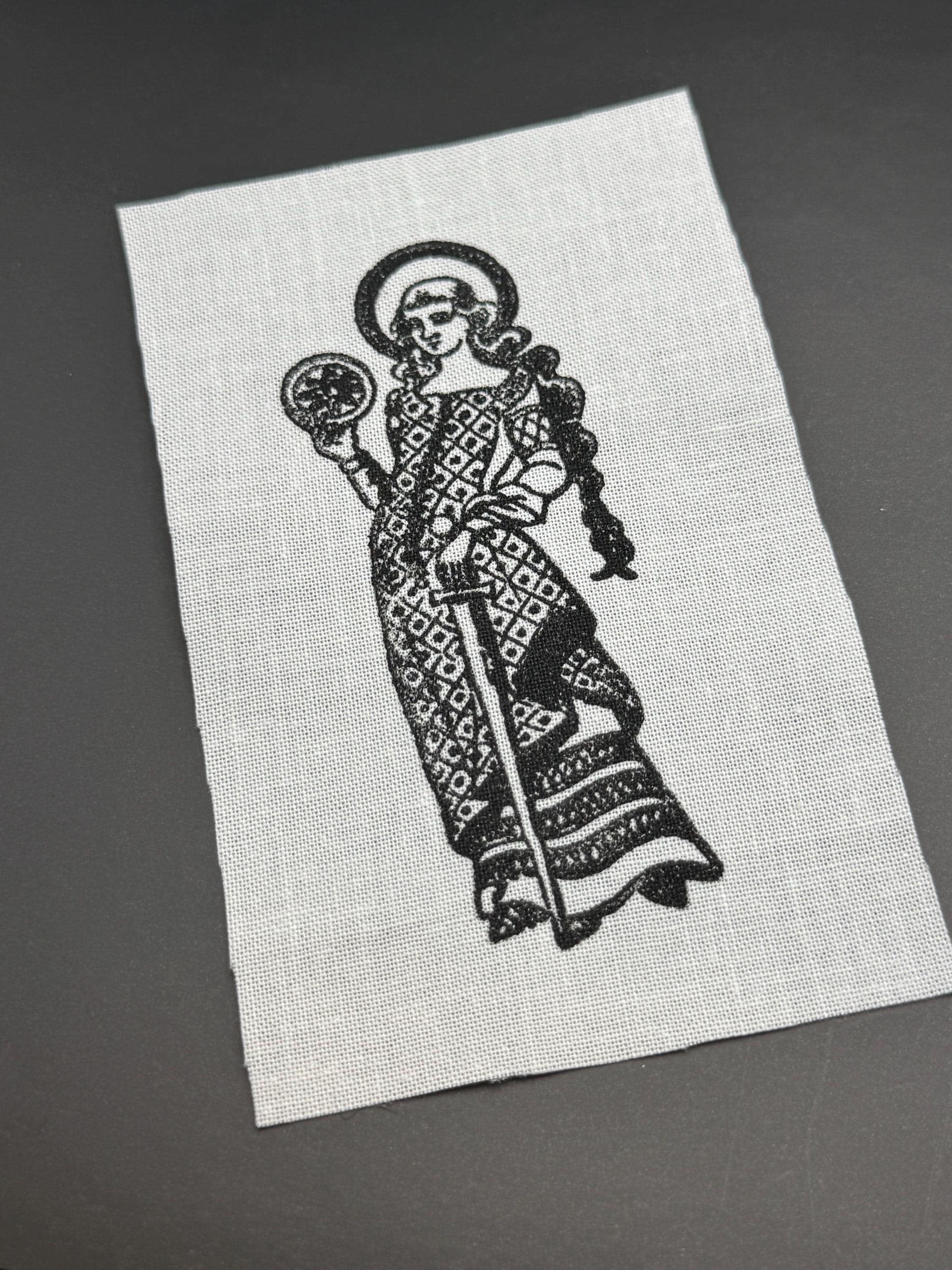 Hand Printed Medieval Lady Patch | Linocut Art - Etsy
