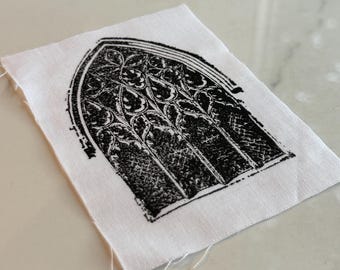 Gothic Patch | Cathedral Window Patch | Linocut Patch | Linocut | Patch