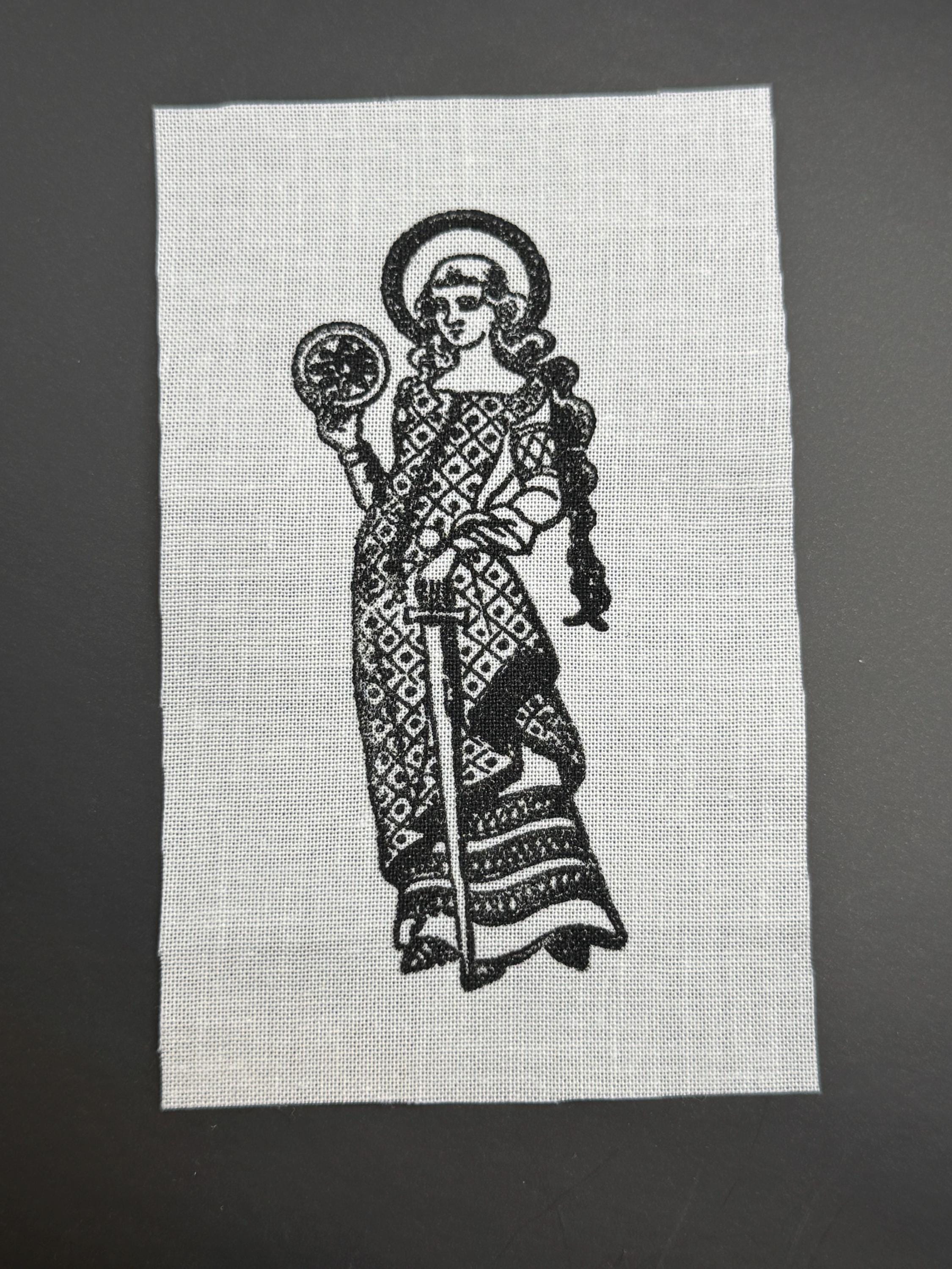 Hand Printed Medieval Lady Patch | Linocut Art - Etsy