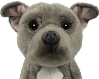 Staffordshire Bull Terrier (blauw) 30 cm handgemaakt knuffeltje