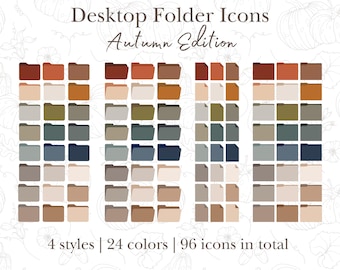 Macbook and Windows Folder Icon | Organized Screen | Autumn Folders | Desktop Organization | Personalized Folder