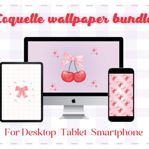 Coquette Wallpapers for IPhone, IPad, Macbook, Windows Devices | Cute Pink Wallpaper | Aesthetic Cherry & Ribbon Desktop Picture