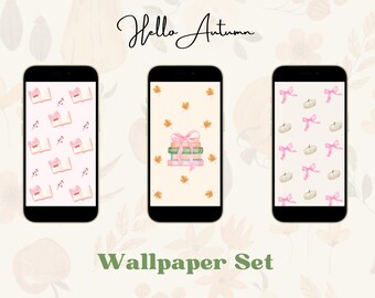 Coquette Autumn Phone Wallpaper Set | Fall Backgrounds (PNG)