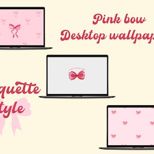 Rosa Schleifen-Tapeten-Set | Macbook Tapete | Koketten Stil Art