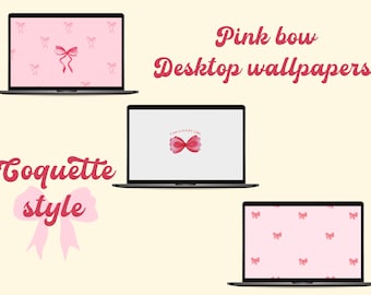 Pink Bow Wallpaper Set | Macbook Wallpaper | Coquette Style Art