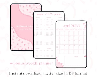 2025 Coquette Calendar Planner: Weekly Digital Download (Goodnotes, iPad)