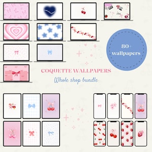 Coquette Wallpapers Bundle | Whole Shop Coquette Background | Pink Aesthetic | IPhone Wallpaper | IPad Wallpaper | Pink Bow Wallpaper