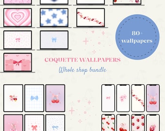 Coquette Wallpaper Bundle | Pink & Blue PNG Files (80+)