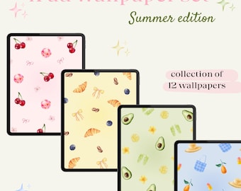 Summer iPad Wallpaper Set: Pastel Coquette Tablet Backgrounds (Digital Download, 12 PNGs)