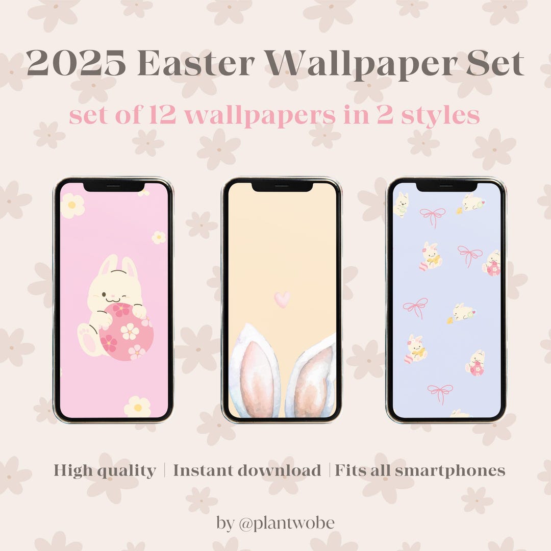 Easter Bunny Phone Wallpaper Set | Pastel Spring (digital Download) - Etsy