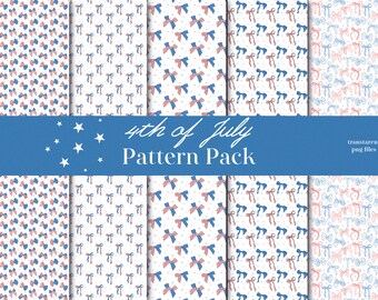 4th of July Bow Pattern Collection: Red, White & Blue Seamless Files (Digital)