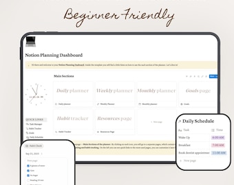 2025 Notion Digital Planner, Beginner Friendly, Habit Tracker (Digital Download)