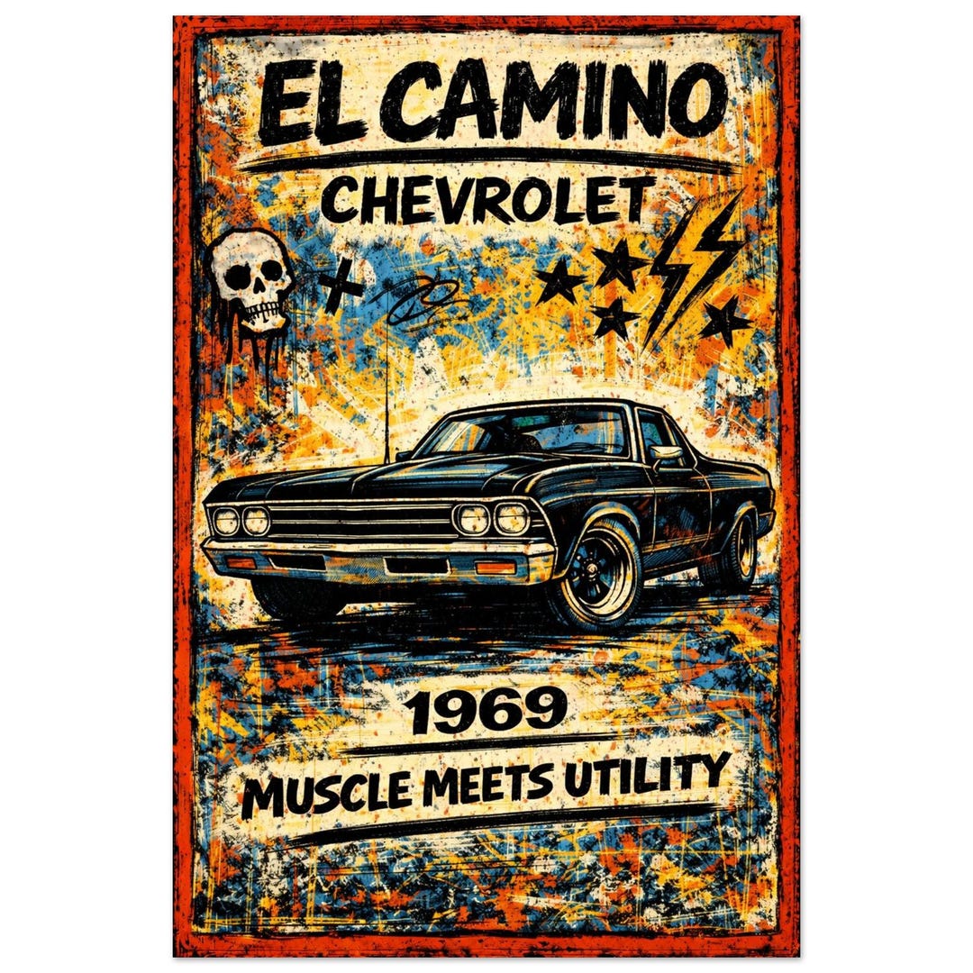 Muscle Meets Machine 1969 Chevrolet El Camino Poster โ Muscle Meets Utility Classic Car Wall ...