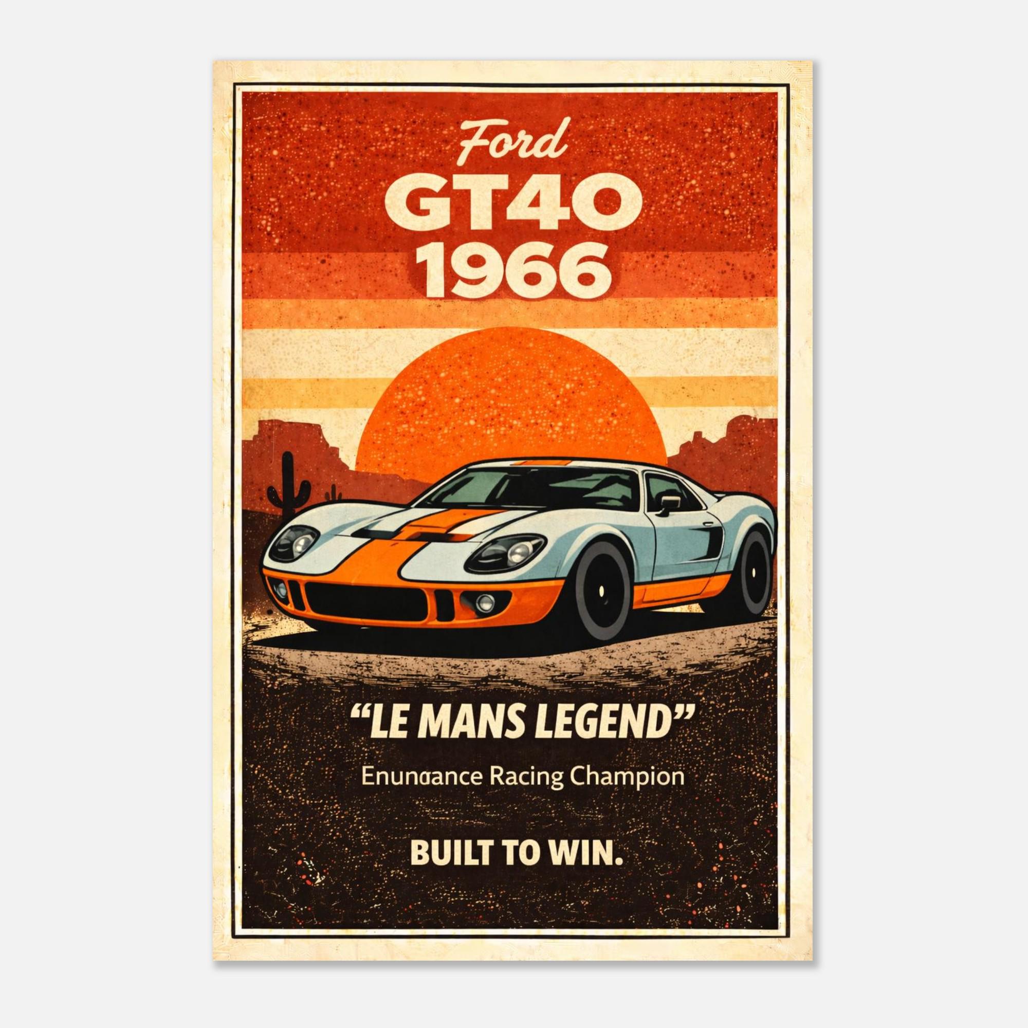 1966 Ford GT40 Le Mans Poster – Vintage Racing Wall Art, Endurance ...