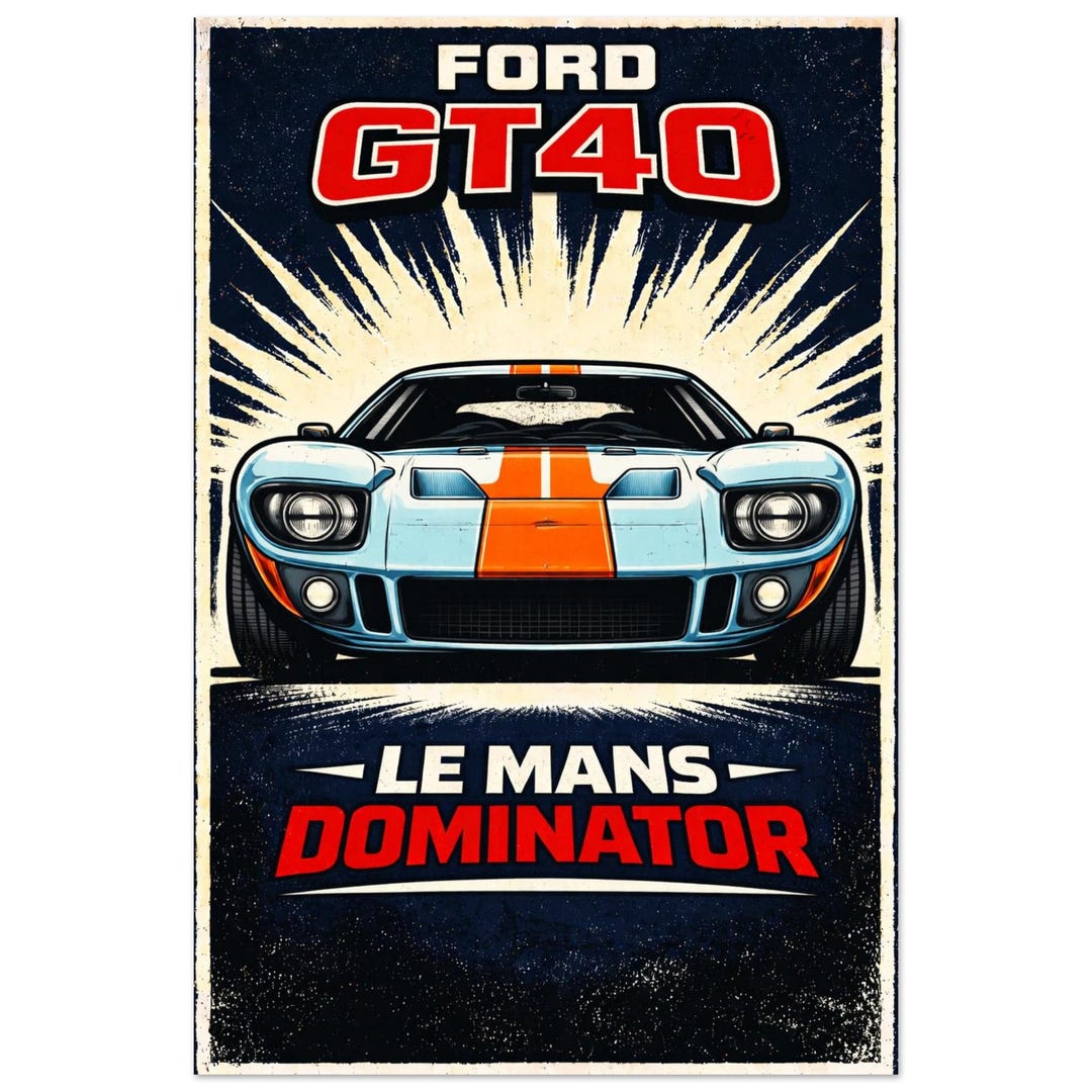 Ford GT40 Poster – Le Mans Dominator Vintage Racing Wall Art, Classic ...