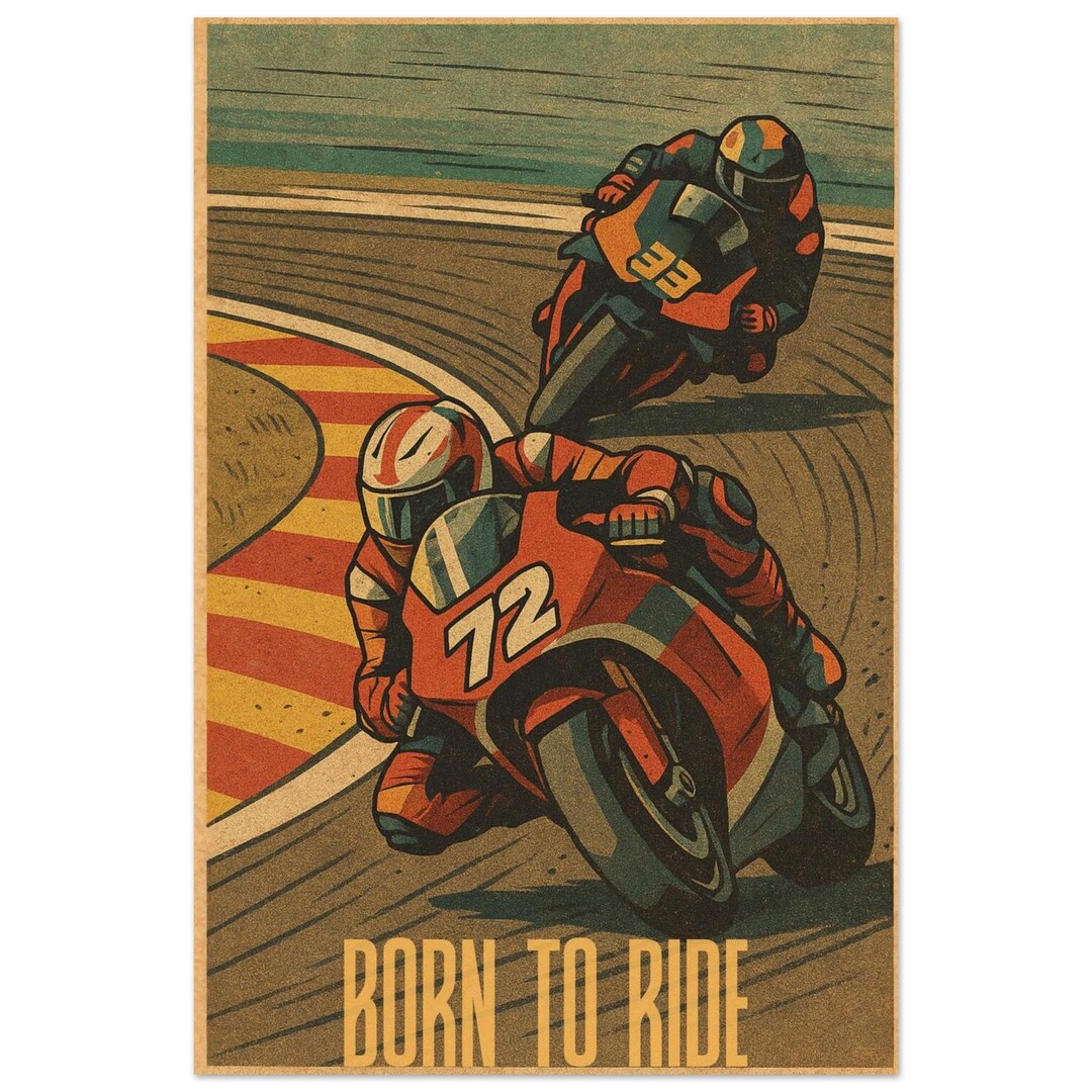 Born to Ride Motorcycle Poster Retro Sport Bike Art Vintage Racing ...