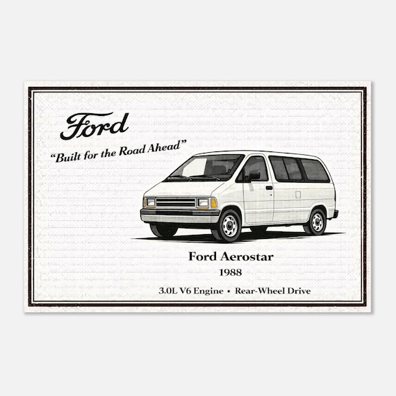Ford Aerostar 1988 Vintage Van Poster Classic American Minivan