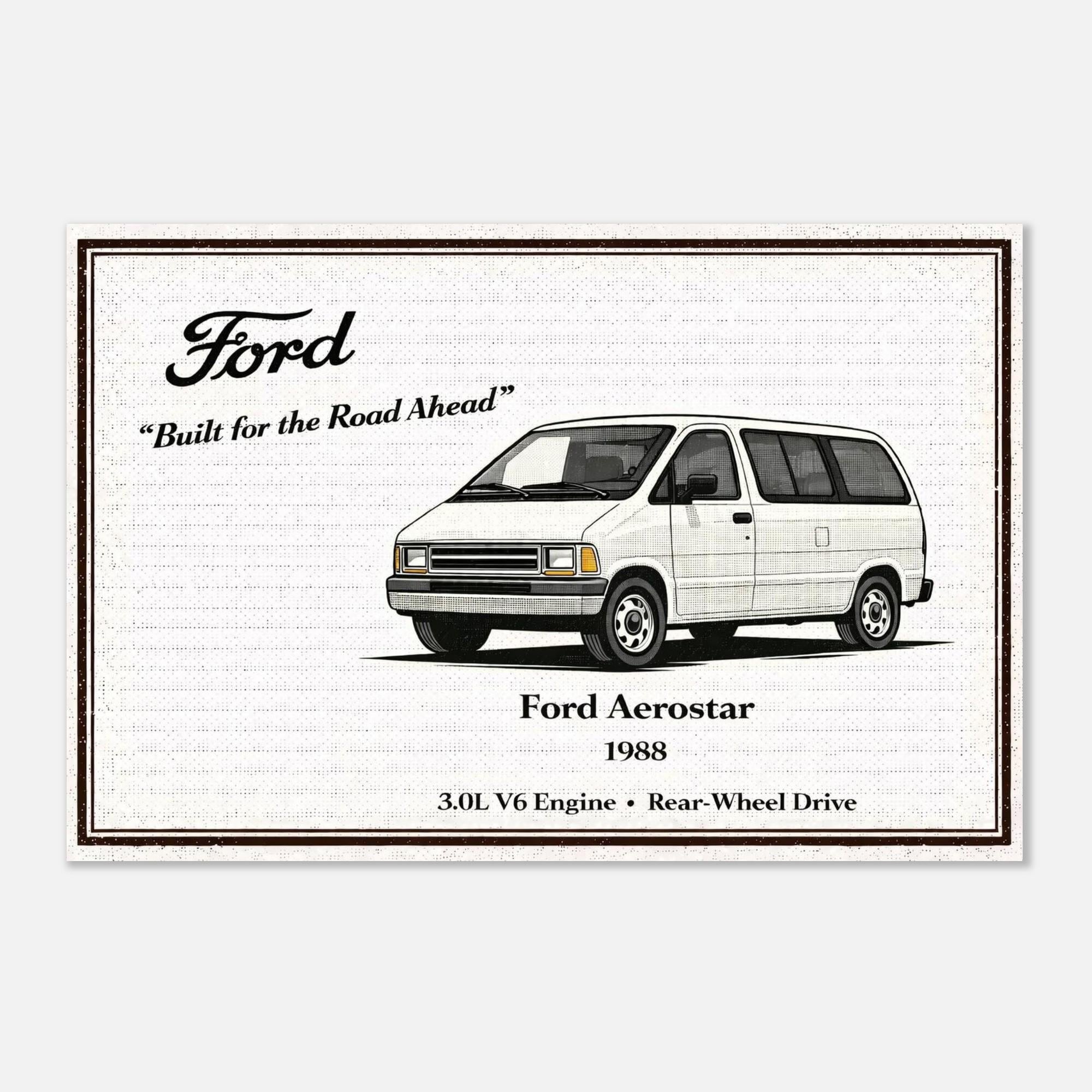 Ford Aerostar 1988 Vintage Van Poster Classic American Minivan