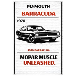 1970 Plymouth Barracuda Poster – Classic Mopar E-Body Muscle Car Wall Art Vintage 70s Performance Print