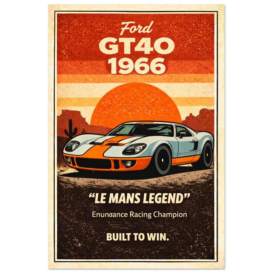 1966 Ford GT40 Le Mans Poster – Vintage Racing Wall Art, Endurance ...