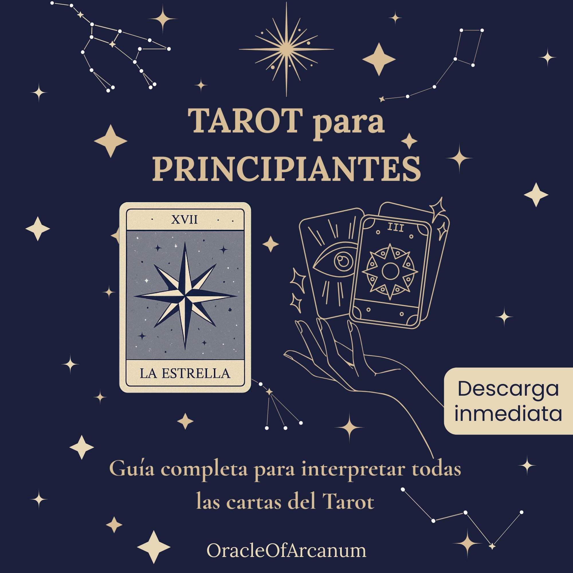 Guía COMPLETA de Tarot para Principiantes – Arcanos Mayores y Menores, Significados, Consejos, 2 TIRADAS, Bloc de Notas / PDF Imprimible